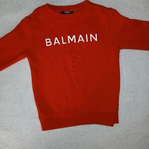 Balmain Kids Orange Logo Crew Sweatshirt
